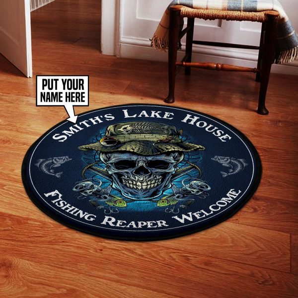 Personalized Lake House Fisher Welcome Round Rug, Carpet 06455 - Image 3