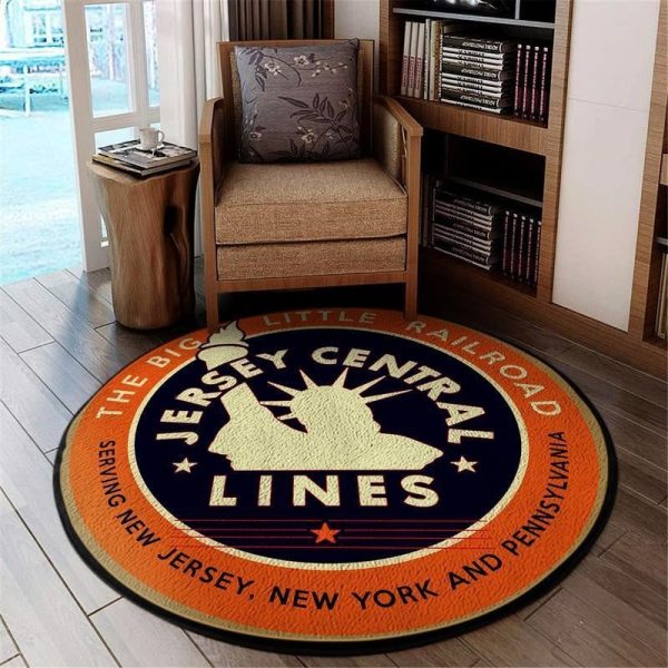 Jcrr Living Room Round Mat Circle Rug Jersey Central Railroad - Image 2