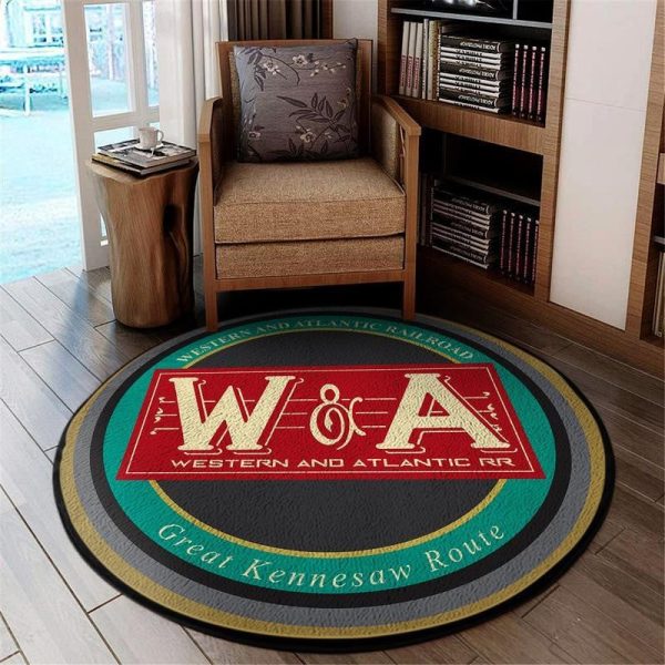 Warr Living Room Round Mat Circle Rug Western & Atlantic Railroad - Image 2