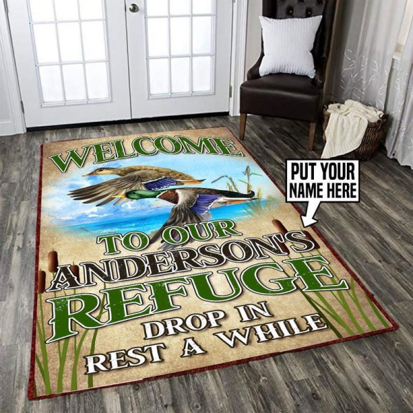 Personalized Welcome To Duck Camp Area Rug Carpet