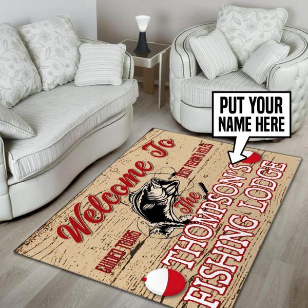 Personalized Fishing Lodge Area Rug Carpet - Image 2