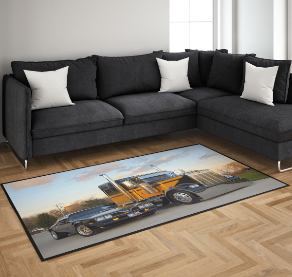 snb rug smokey and the bandit trans am firebird pontiac kenworth snowman muscle car 01724 Living Room Rugs, Bedroom Rugs, Kitchen Rugs