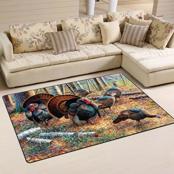 Turkey Hunting Lover Area Rug Washable Rugs Carpet