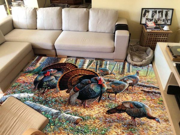 Turkey Hunting Lover Area Rug Washable Rugs Carpet - Image 2