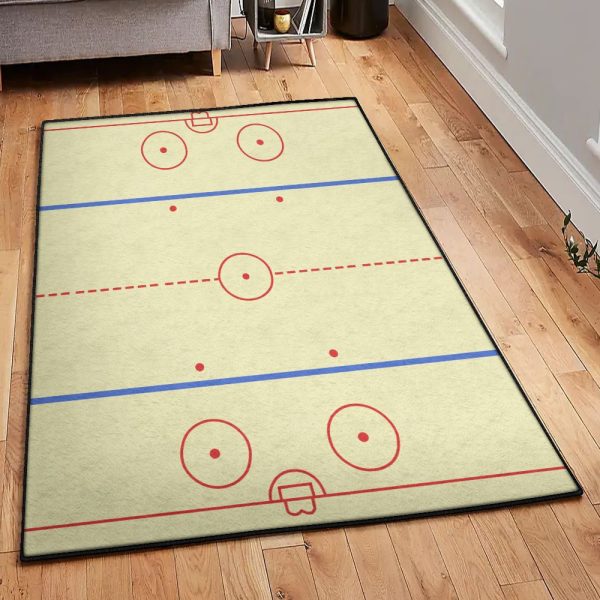 Hockey Washable Rugs Ice Hockey Rug Rectangle Rugs Washable Area Rug Non-Slip Carpet For Living Room Bedroom