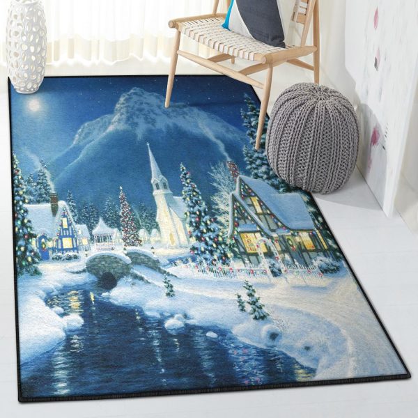 Snowman Bedroom Rugs Christmas Rug Rectangle Rugs Washable Area Rug Non-Slip Carpet For Living Room Bedroom