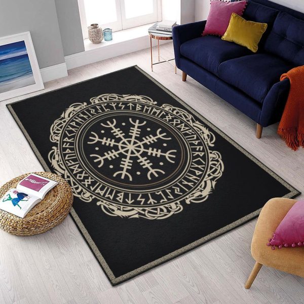 Notation Large The Vegvisir Symbol Viking Rug Rectangle Rugs Washable Area Rug Non-Slip Carpet For Living Room Bedroom