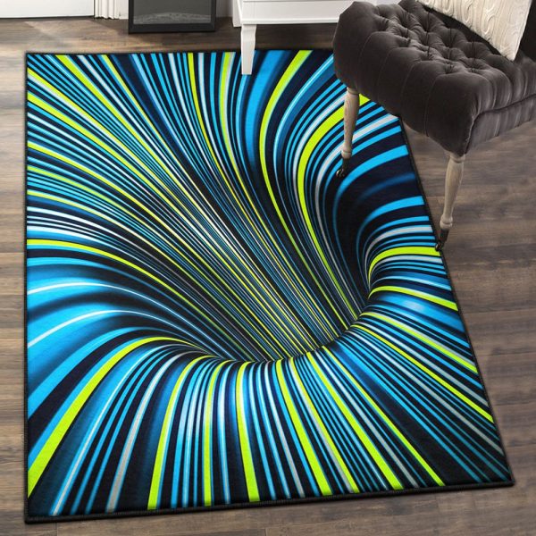 Subway Modern Tunnel Illusion Black Hole Rug Rectangle Rugs Washable Area Rug Non-Slip Carpet For Living Room Bedroom