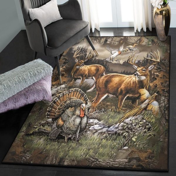 Hunting Bedroom Rugs Hunting Rug Rectangle Rugs Washable Area Rug Non-Slip Carpet For Living Room Bedroom