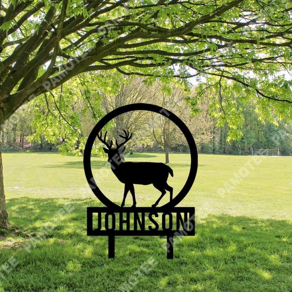 Custom Name Deer Metal Sign, Hunting Yard Sign, Laser Cut Art, Metal L - Image 2