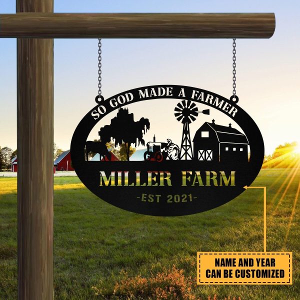 Metal Farm Sign Barn Tractor Monogram, Custom Farmhouse, Wall Decor Gi