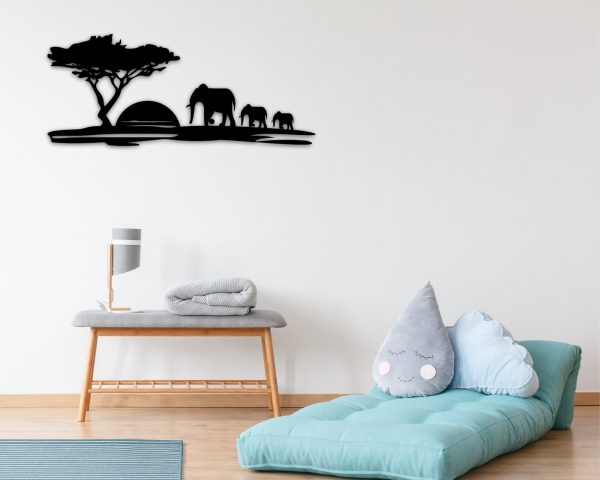 Safari Animals Sunset Elephant Sign Africa Nursery Decor Nursery Decor