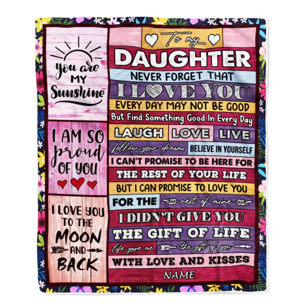 Personalized to My Daughter Blanket from Mom Dad Wood Laugh Love Live