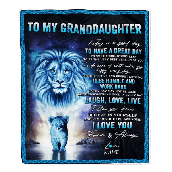 Personalized To My Granddaughter Lion Blanket From Papa Grandpa Every