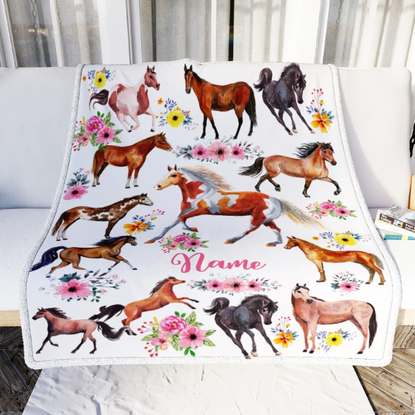 Personalized Horse For Girl Blanket Loves Horses Flower Floral For Dau - Image 3