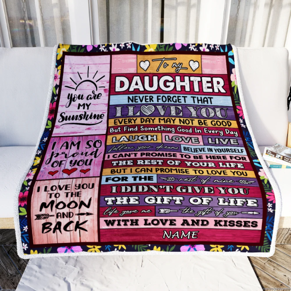 Personalized to My Daughter Blanket from Mom Dad Wood Laugh Love Live - Image 3