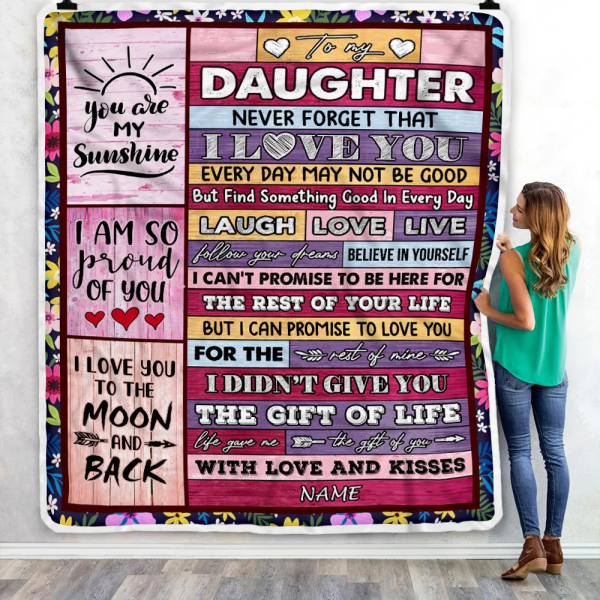 Personalized to My Daughter Blanket from Mom Dad Wood Laugh Love Live - Image 5