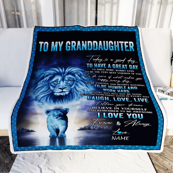 Personalized To My Granddaughter Lion Blanket From Papa Grandpa Every - Image 3