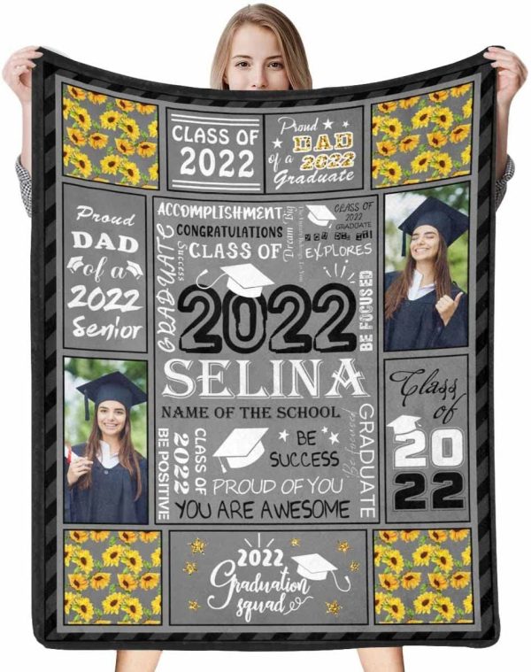 Personalized Graduation Blanket For Her Him Class Of 2022 Bed Blanket - Image 2