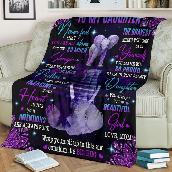 To My Daughter - Never Feel That You Are All Alone Elephant Blanket - Image 2