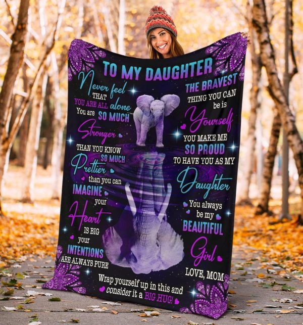 To My Daughter - Never Feel That You Are All Alone Elephant Blanket - Image 3