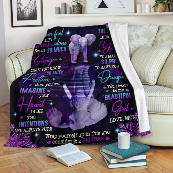 To My Daughter - Never Feel That You Are All Alone Elephant Blanket - Image 5