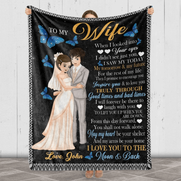 Valentine's Day Gift For Couples Personalized To My Wife Fleece Blanke - Image 5