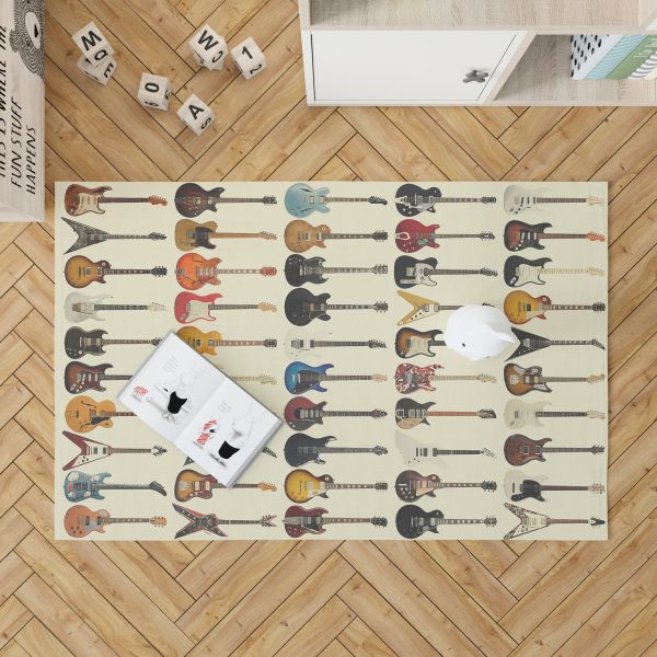 Classical Guitar Dining Room Rug Guitar Rug Rectangle Rugs Washable Area Rug Non-Slip Carpet For Living Room Bedroom - Image 2