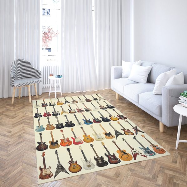 Classical Guitar Dining Room Rug Guitar Rug Rectangle Rugs Washable Area Rug Non-Slip Carpet For Living Room Bedroom - Image 3