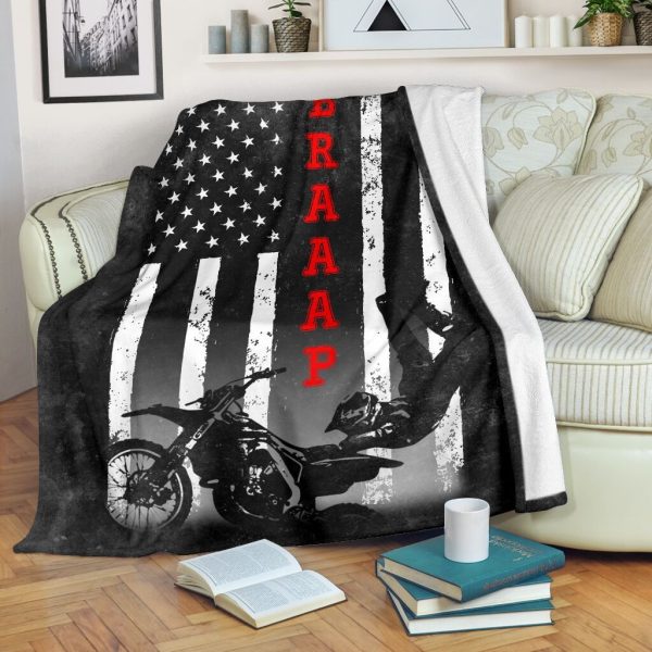 Motocross Usa Flag In Memory Fleece Blanket Fleece Blanket