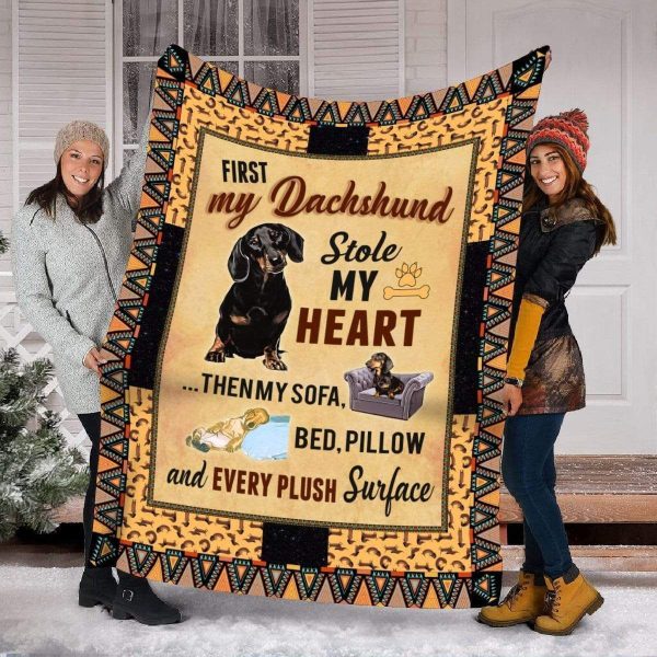 My Dachshund Stole My Heart Fleece Blanket Gift For Dog Lovers