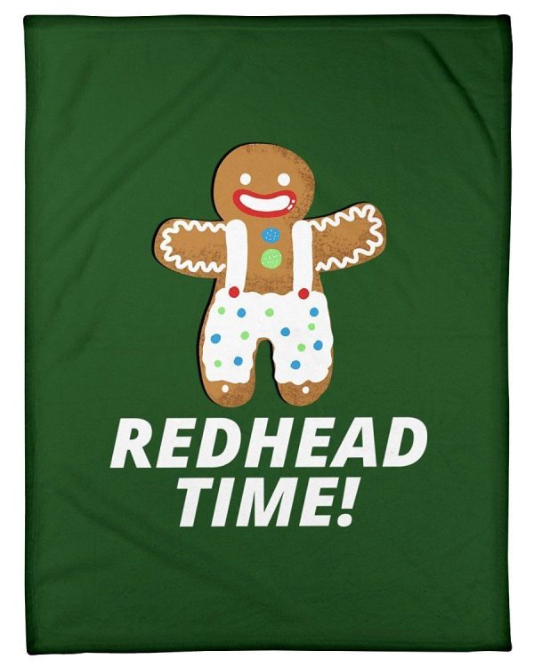 Redhead Time Funny Gingerbread Design Fleece Blanket - Image 2