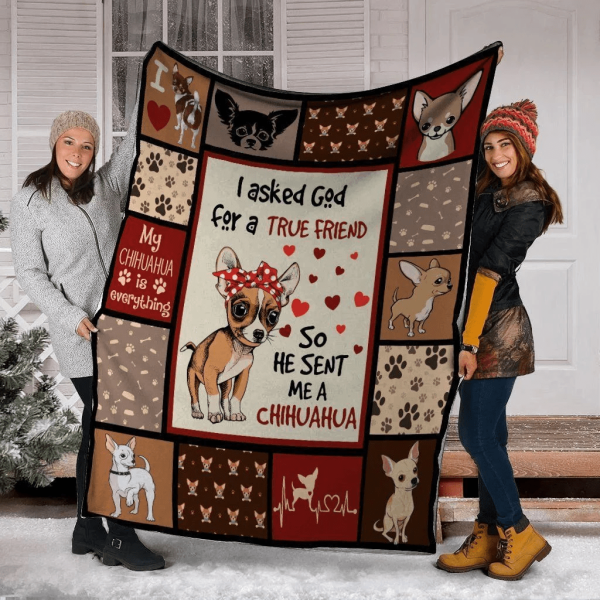 God Sent Me A Chihuahua Dog True Friend Fleece Blanket - Image 2