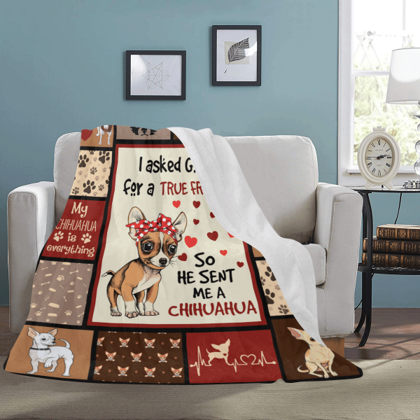 God Sent Me A Chihuahua Dog True Friend Fleece Blanket - Image 3