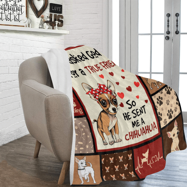 God Sent Me A Chihuahua Dog True Friend Fleece Blanket - Image 4