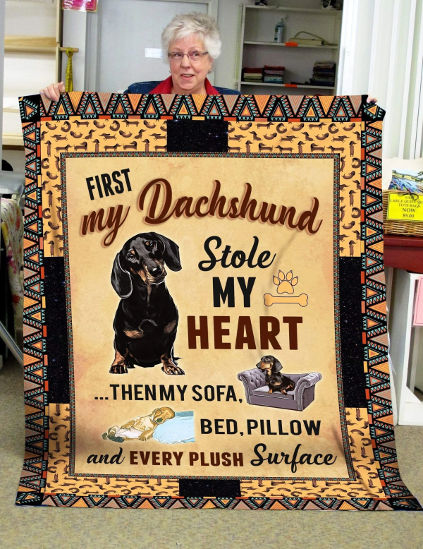 My Dachshund Stole My Heart Fleece Blanket Gift For Dog Lovers - Image 2