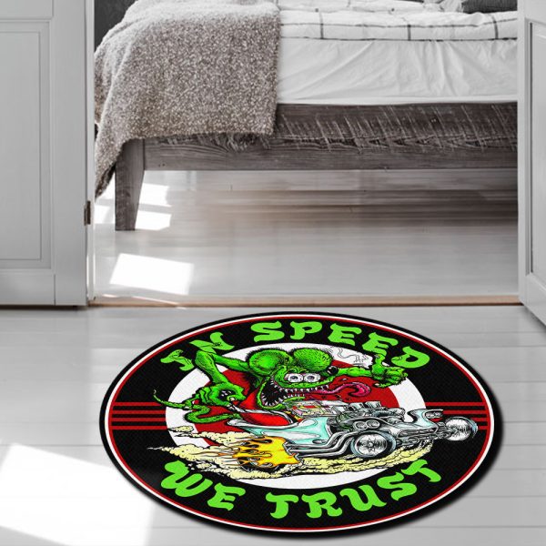 In Speed We Trust Rat Fink Round Mat Round Floor Mat Room Rugs Carpet Outdoor Rug Washable Rugs - Image 5