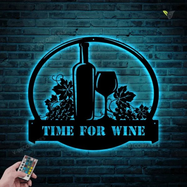 Wine Lovers Personalized Name Metal Wall Art Metal Wall Art With Led L - Image 2