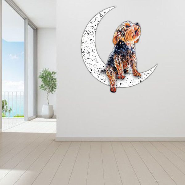 Dog Metal Sign Yorkshire Terrier Sit On The Moon Gift for Dog Lover De - Image 2