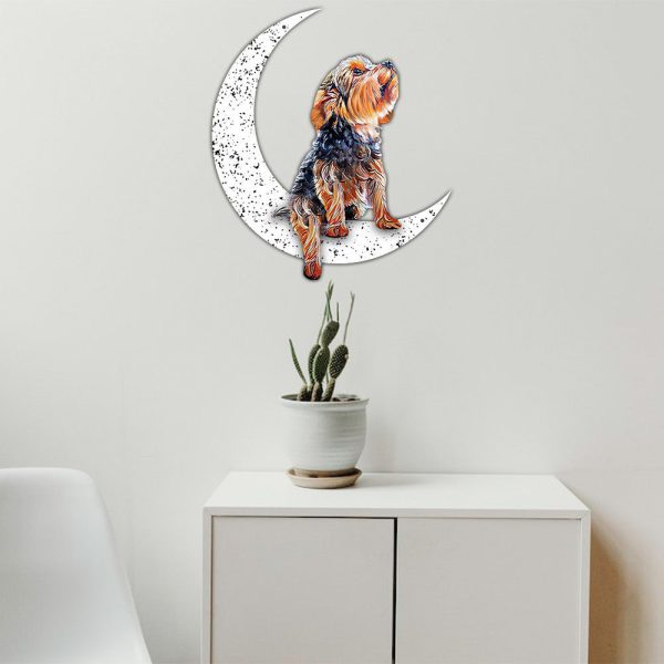 Dog Metal Sign Yorkshire Terrier Sit On The Moon Gift for Dog Lover De - Image 4