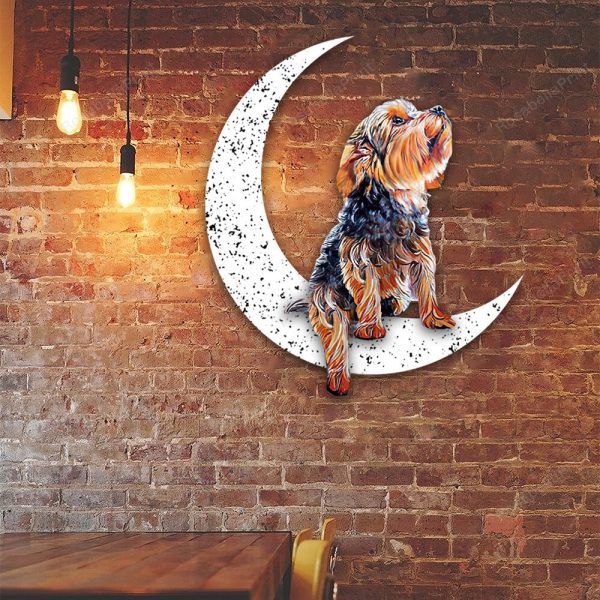 Dog Metal Sign Yorkshire Terrier Sit On The Moon Gift for Dog Lover De