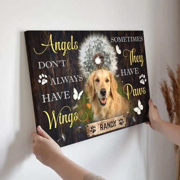 Personalized Canvas Prints, Custom Photo, Dog Memorial Gifts, Dog Lover Gifts, Memorial Pet Photo, Angels Don??t Always Have Wings Dem Canvas - Image 2