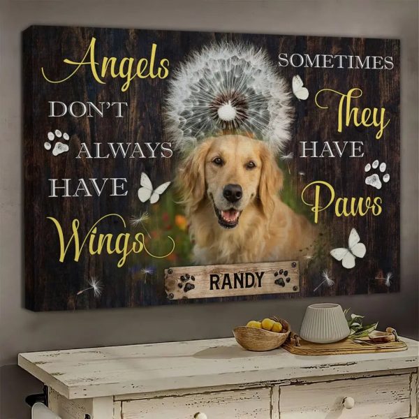 Personalized Canvas Prints, Custom Photo, Dog Memorial Gifts, Dog Lover Gifts, Memorial Pet Photo, Angels Don??t Always Have Wings Dem Canvas - Image 4