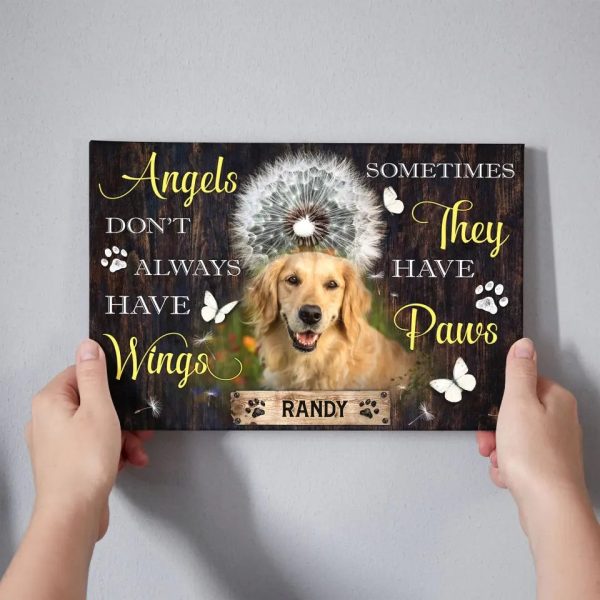 Personalized Canvas Prints, Custom Photo, Dog Memorial Gifts, Dog Lover Gifts, Memorial Pet Photo, Angels Don??t Always Have Wings Dem Canvas - Image 3