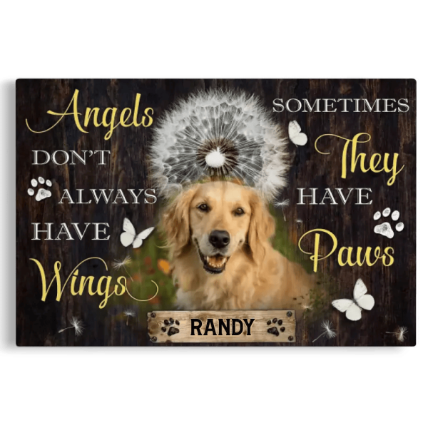 Personalized Canvas Prints, Custom Photo, Dog Memorial Gifts, Dog Lover Gifts, Memorial Pet Photo, Angels Don??t Always Have Wings Dem Canvas - Image 6