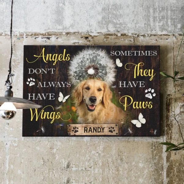 Personalized Canvas Prints, Custom Photo, Dog Memorial Gifts, Dog Lover Gifts, Memorial Pet Photo, Angels Don??t Always Have Wings Dem Canvas