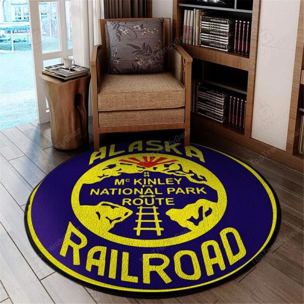 Alaska Living Room Round Mat Circle Rug Alaska Mckinley Railroad - Image 2