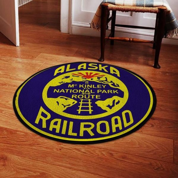 Alaska Living Room Round Mat Circle Rug Alaska Mckinley Railroad