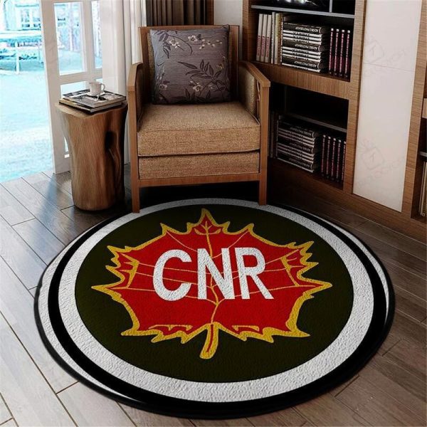 Vintage Style " Cnr Canadian National Railway " Railroad Living Room Round Mat Circle Rug