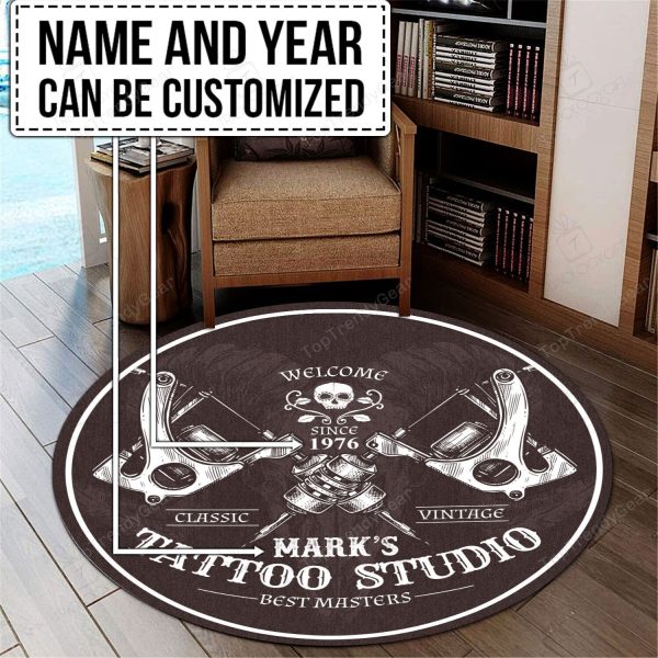 Personalized Tattoo Studio Round Mat - Image 2